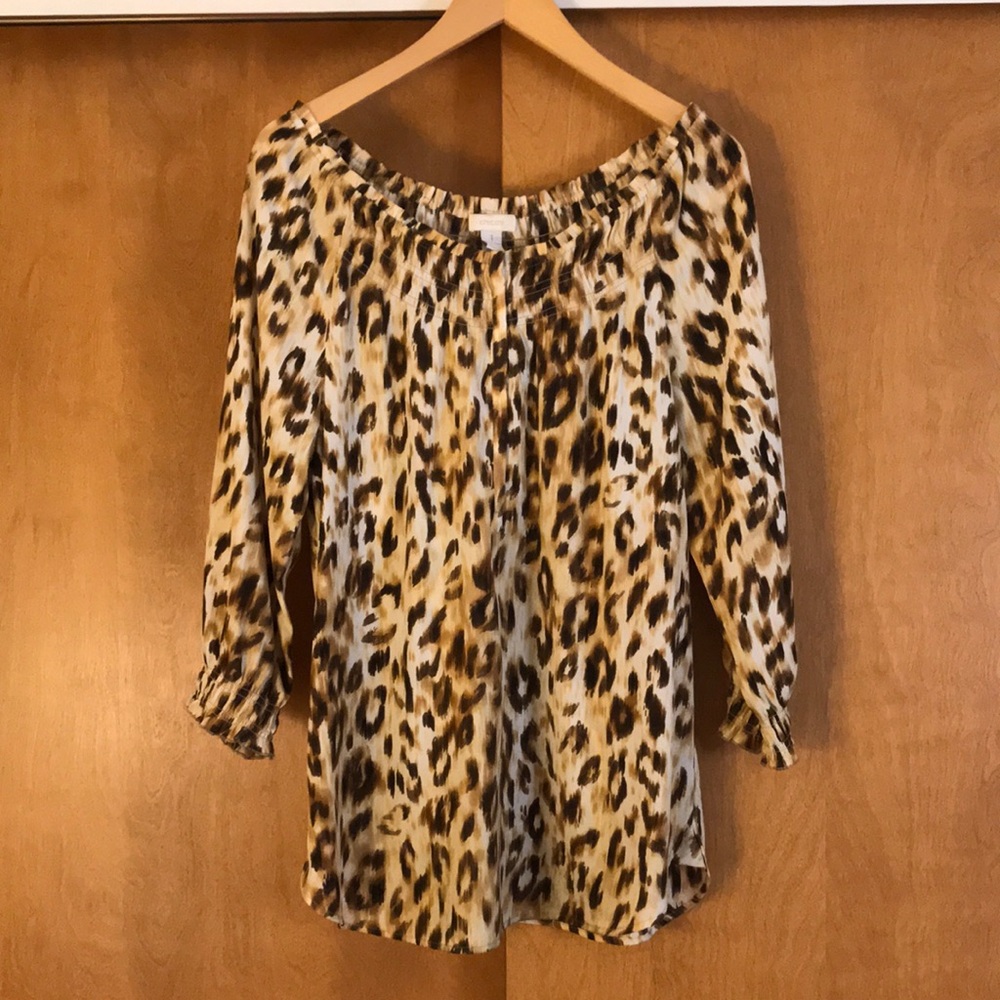 Chico's Pullover Leopard Animal print blouse Size 1